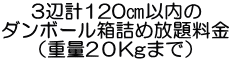 3辺計120㎝以内の ダンボール箱詰め放題料金 （重量2０Kgまで）